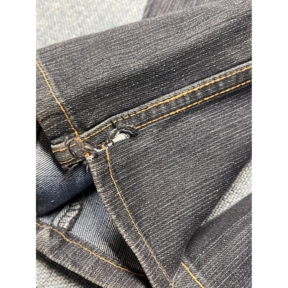 Vintage Genes 1891 Slim Straight Jeans Mens 30x30 Dark Wash Denim Frayed Hem